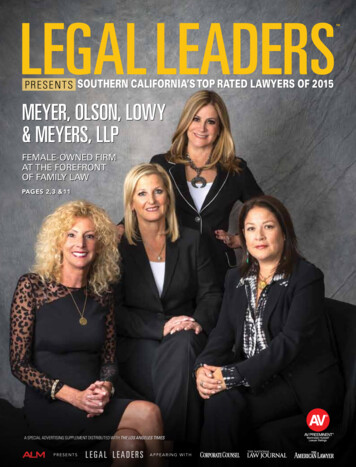 PreSentS Southern California'S Top Rated LawyerS Of 2015 Meyer, OlsOn .
