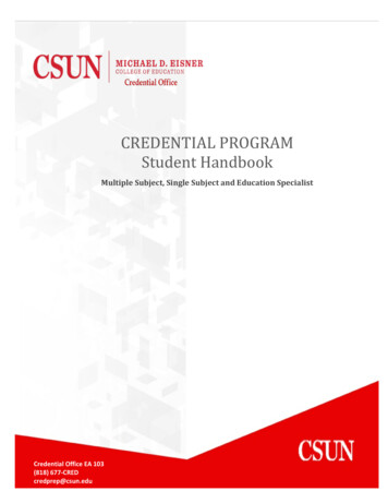 CREDENTIAL PROGRAM Student Handbook
