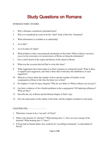 Study Questions On Romans