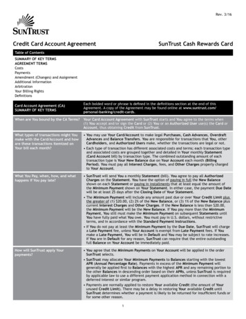 Credit Card Account Agreement SunTrust Cash Rewards Card