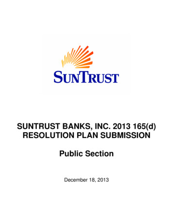 Suntrust - Resolution Plan 2013 - Federal Reserve