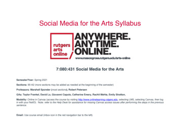 Social Media For The Arts Syllabus Spring 2021