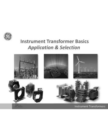 Instrument Transformer Basics Application & Selection