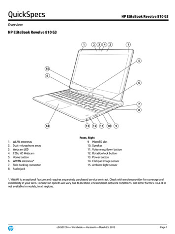 QuickSpecs HP EliteBook Revolve 810 G3