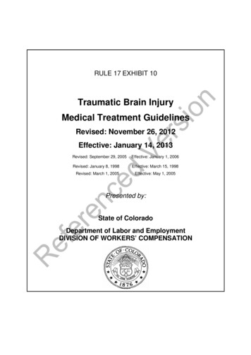 Traumatic Brain Injury Medical Treatment Guidelines - Colorado