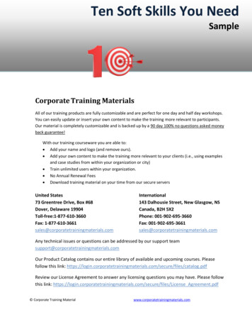 Ten Soft Skills You Need Sample - Corporate Training 