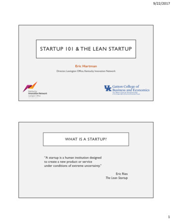 STARTUP 101 & THE LEAN STARTUP