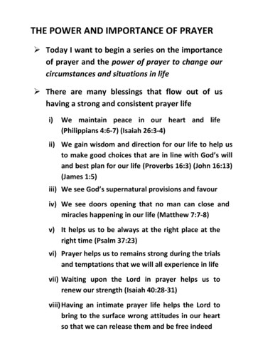 THE POWER AND IMPORTANCE OF PRAYER