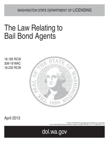 The Law Relating To Bail Bond Agents - Wa