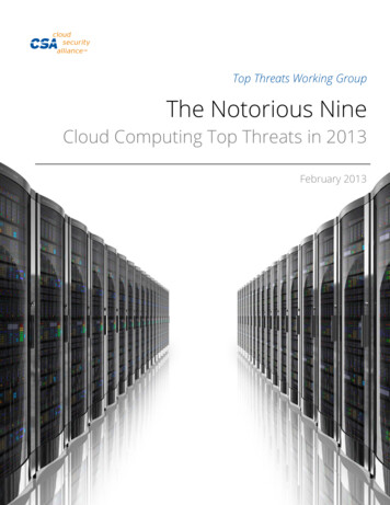 Top Threats Working Group The Notorious Nine - Cloud Security Alliance