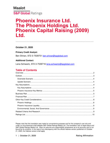 Phoenix Insurance Ltd. The Phoenix Holdings Ltd. Phoenix Capital . - FNX