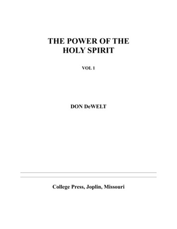 THE POWER OF THE HOLY SPIRIT Volume 1 - ABARC