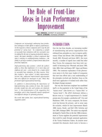 The Role Of Front-Line Ideas In Lean Performance Improvement