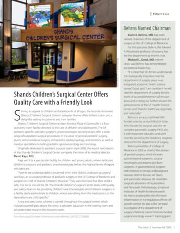 HOTOGRAPHER /UF HSC P IEWEL K Shands Children's Surgical Center Offers .