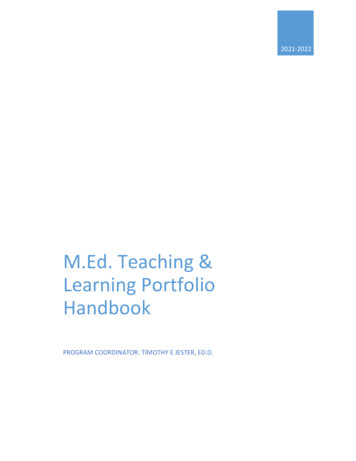 M.Ed. Teaching & Learning Portfolio Handbook