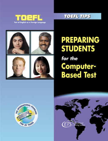TOEFL Preparing Students For The Computer-Based Test
