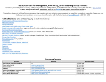 Resource Guide For Transgender, Non-Binary, And Gender Expansive Students
