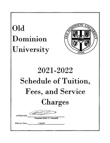 Tuition & Fee Schedule 2021-2022 - Old Dominion University