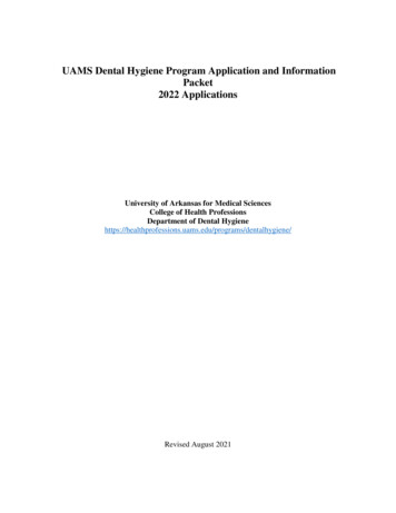 UAMS Dental Hygiene Program Application And Information Packet 2022 .