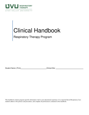 Respiratory Therapy Clinical Handbook - Utah Valley University