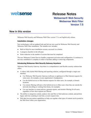 V7.5 Release Notes For Websense Web Security And Websense Web Filter
