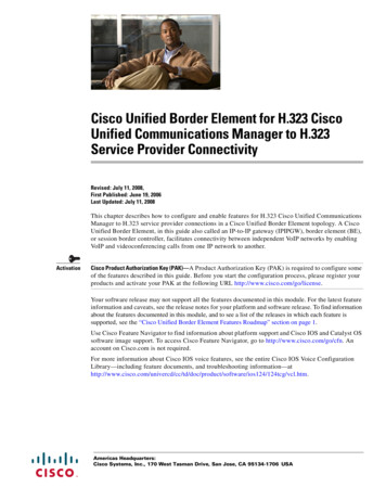 Cisco Unified Border Element For H.323 Cisco Unified Communications .
