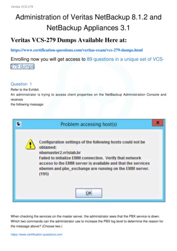Veritas VCS-279 Administration Of Veritas NetBackup 8.1.2 .