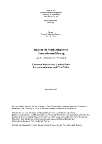 Institut Für Marktorientierte Unternehmensführung - Universität Mannheim