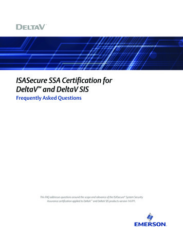 ISASecure SSA Certification For DeltaV And DeltaV SIS