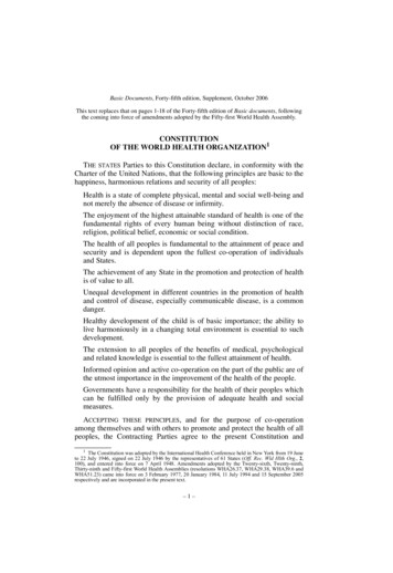 CONSTITUTION OF THE WORLD HEALTH ORGANIZATION1