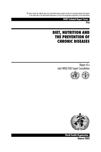 DIET, NUTRITION AND THE PREVENTION OF CHRONIC 
