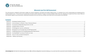 Wisconsin Law Firm Self-Assessment Contents - Wisbar