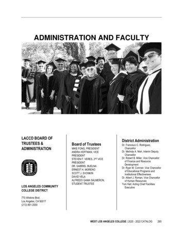 ADMINISTRATION AND FACULTY - West Los Angeles College