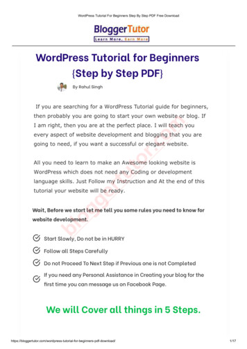 W OrdPress Tutorial For Beginners Step By Step PDF