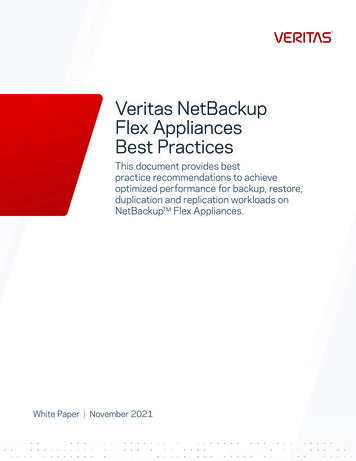 Veritas NetBackup Flex Appliances Best Practices