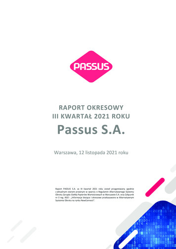 Q3 2021 Passus Raport Okresowy - Bankier.pl