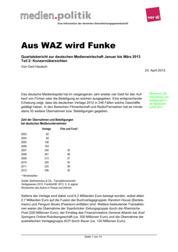 Aus WAZ Wird Funke - Verlage-druck-papier.verdi.de