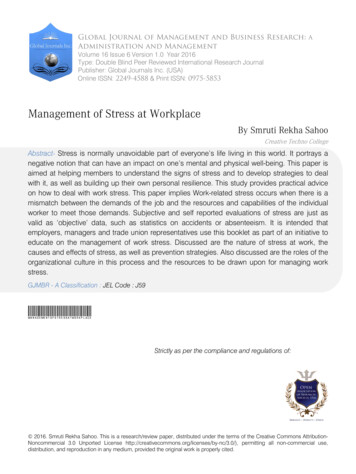Management Of Stress At Workplace - Global Journals