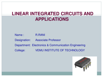 LINEAR INTEGRATED CIRCUITS AND 1 APPLICATIONS