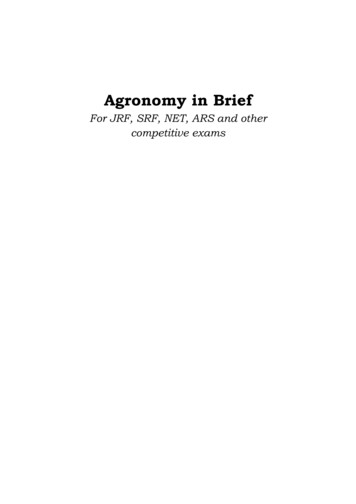 Agronomy In Brief - JNKVV