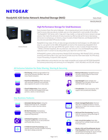 ReadyNAS 420 Series Network Attached Storage (NAS) Data Sheet RN426/RN428