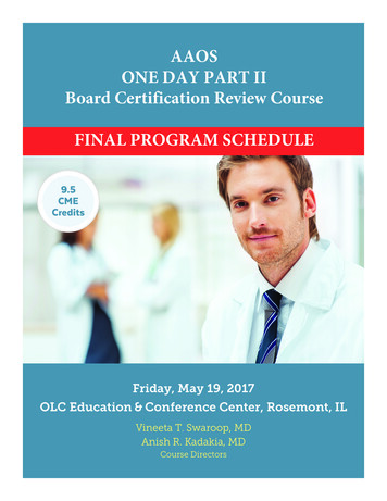 AAOS ONE DAY PART II Board Certification Review Course . - AAOS Login