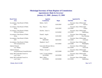 Mississippi Secretary Of State Register Of Commissions Appointments .