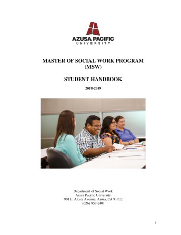 Master Of Social Work Program (Msw) Student Handbook