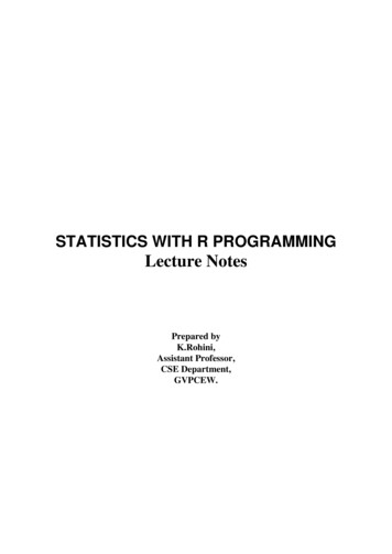 STATISTICS WITH R PROGRAMMING Lecture Notes