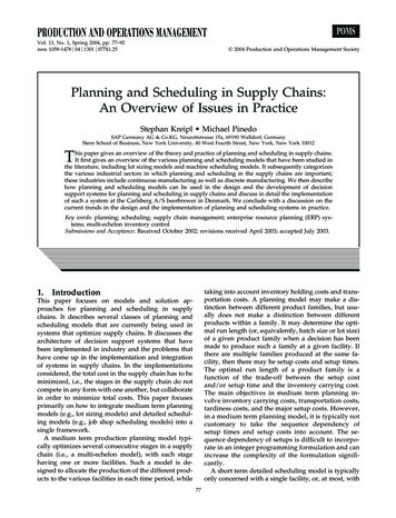 Planning And Scheduling In Supply Chains: An Overview Of .