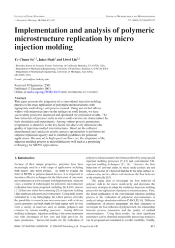 I P J M J. Micromech. Microeng. 14 Implementation And .