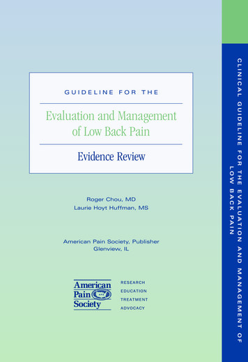 Evaluation And Management Of Low Back Pain
