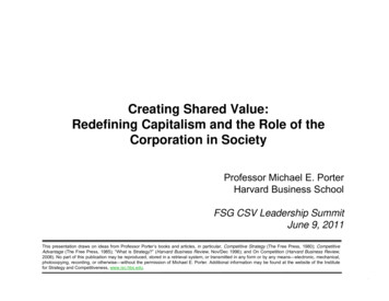 Creating Shared Value: Redefining Capitalism And The Role Of The .