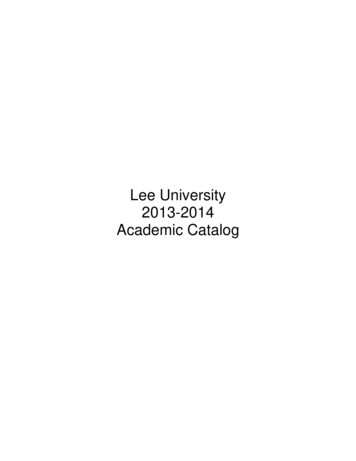 Lee University 2013-2014 Academic Catalog